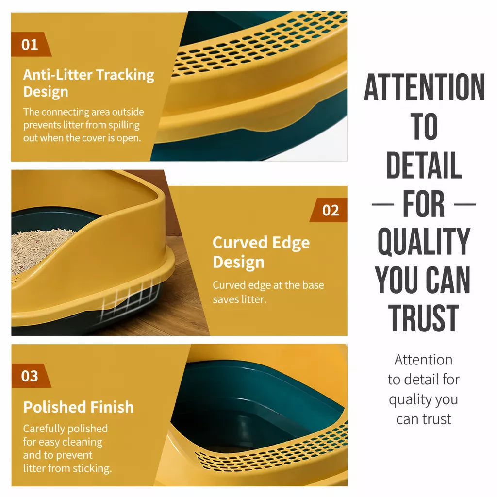 Semi-Enclosed Cat Litter Box with High Sides p-05678