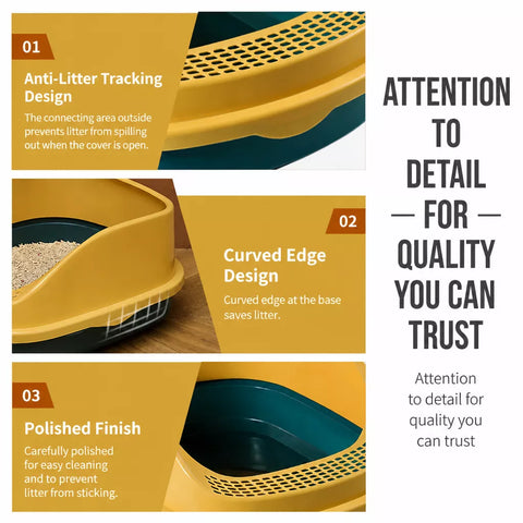 Semi-Enclosed Cat Litter Box with High Sides p-05678