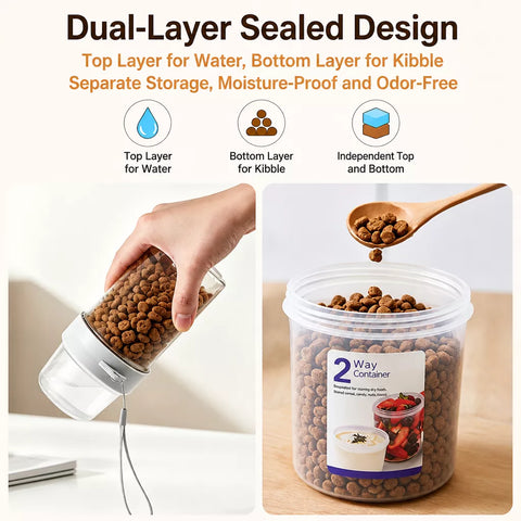 2-in-1 Portable Dog Water Bottle & Treat Container