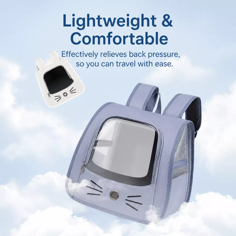 Breathable Cat Carrier Backpack with Panoramic Window for Travel