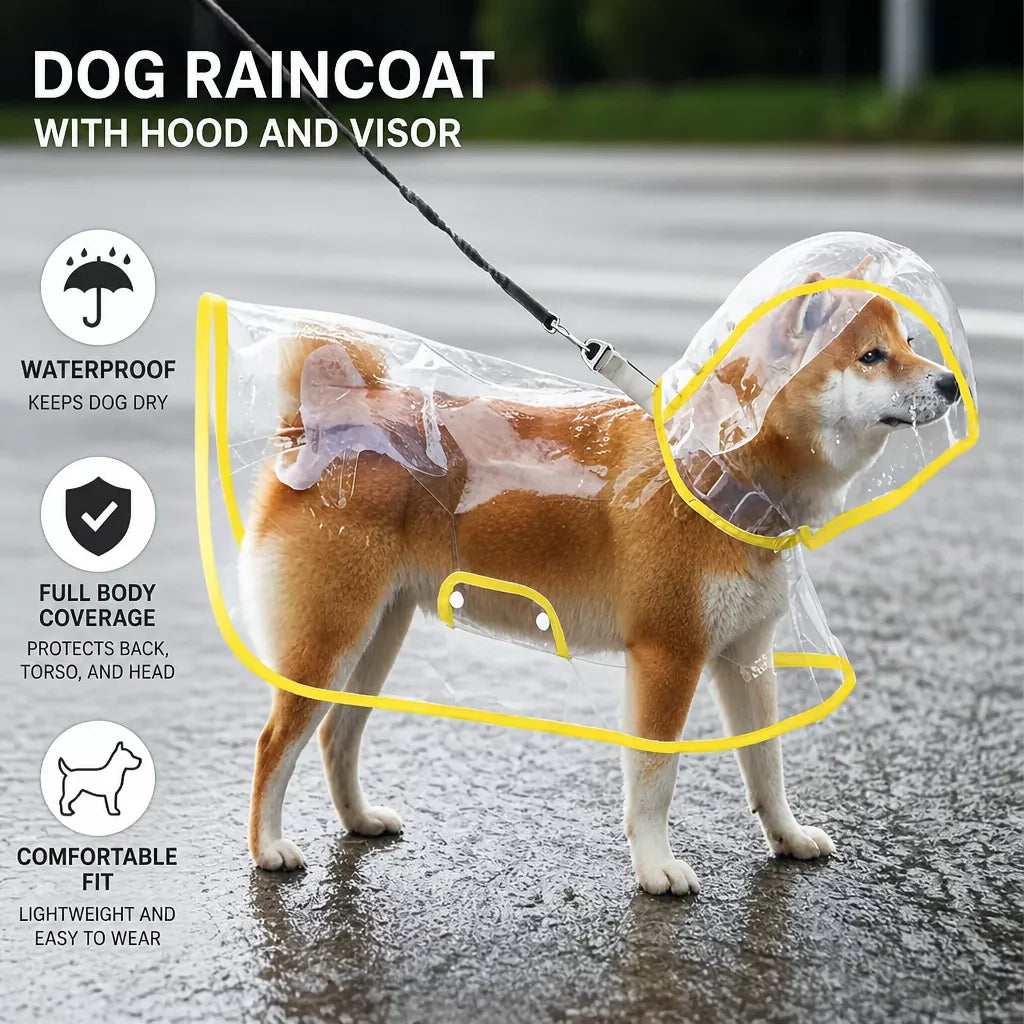 Dog Rain Poncho with Belly Coverage