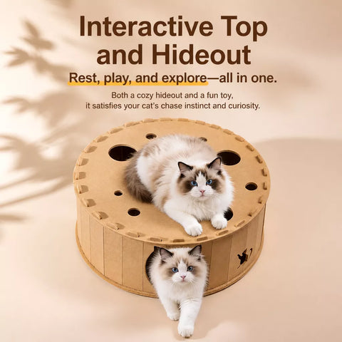 Donut-Shaped Felt Cat Scratcher Tunnel Bed
