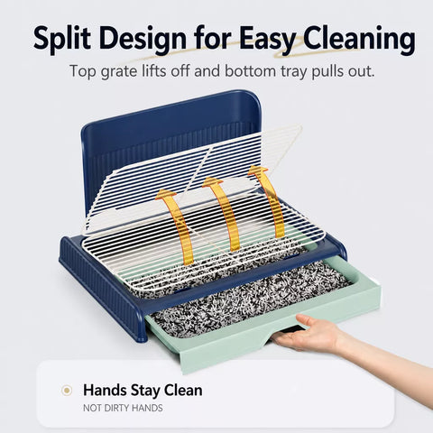 Dog Potty Tray with Back Panel, Wire Grid & Drawer