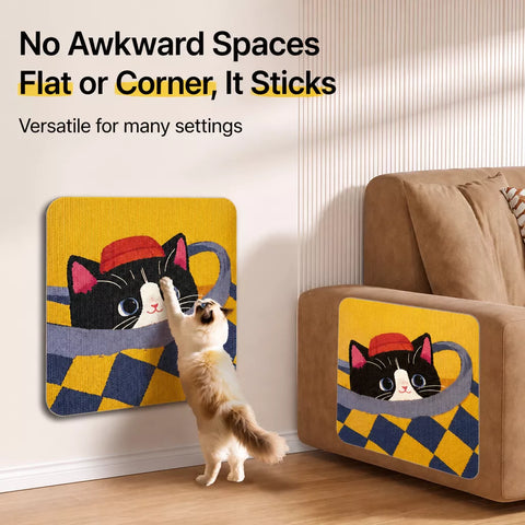 Vertical Adhesive Felt Cat Scratcher Mat for Walls & Furniture