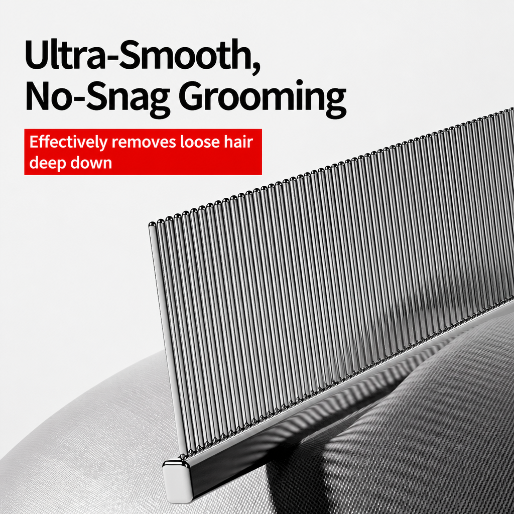 Stainless Steel Dual-Tooth Grooming Comb for Cats & Dogs