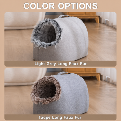 Enclosed Plush Pet Bed with Carry Handle