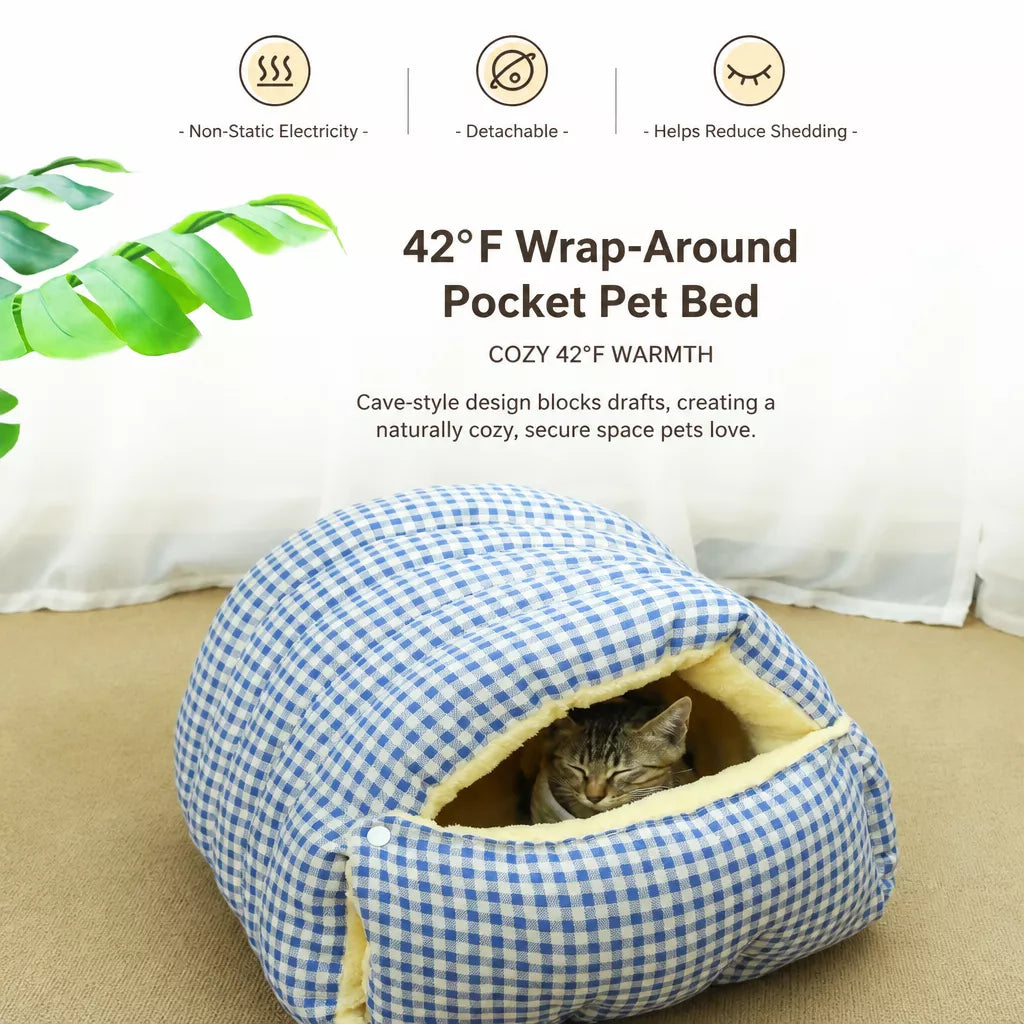 Enclosed Pet Bed for Cats and Small Dogs with Open Entry
