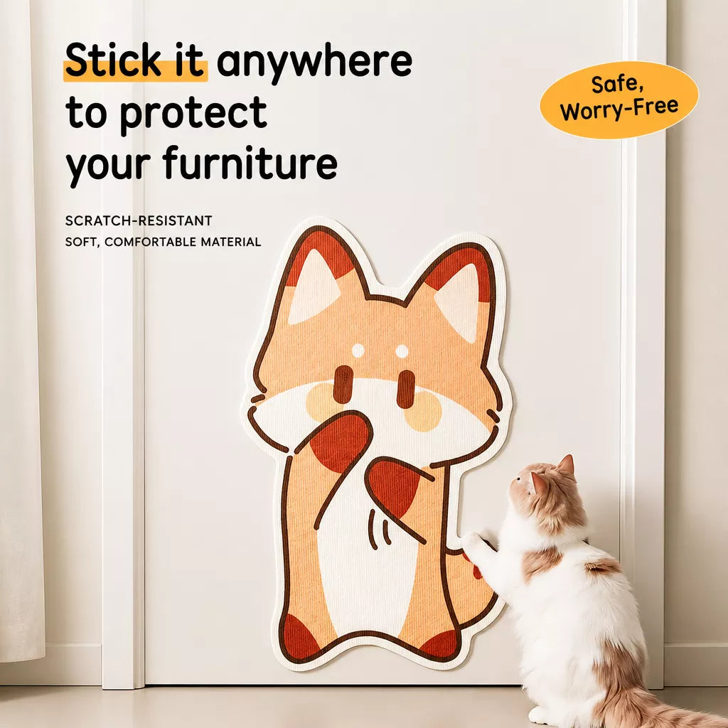 Vertical Wall-Mounted Cat Scratcher with Self-Adhesive Backing