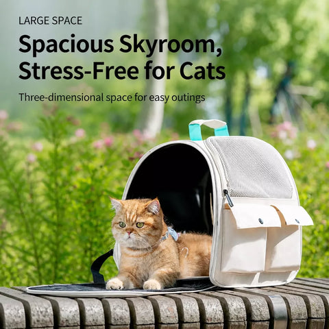 Breathable Cat Carrier Backpack with Roll-Up Shade
