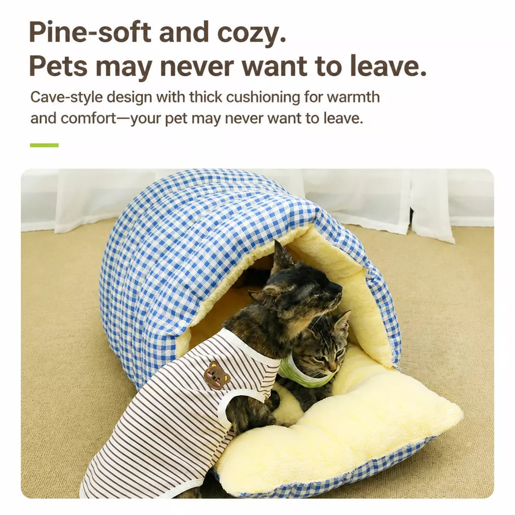 Enclosed Pet Bed for Cats and Small Dogs with Open Entry