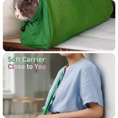 Portable Mesh Pet Carrier with Shoulder and Crossbody Straps