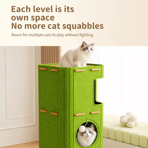 Multi-Level Cat Tree with Enclosed Hideaway & Scratching Boards