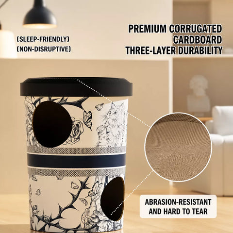 Three-Level Milk Tea Cup-Inspired Cat Scratcher House