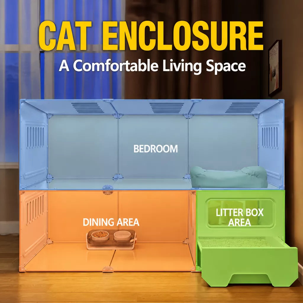 Indoor Multi-Level Cat Condo with Integrated Litter Box Area