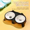 Ceramic Double Cat Bowls with Stand