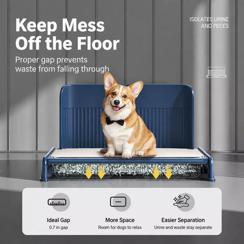 Dog Potty Tray with Back Panel, Wire Grid & Drawer