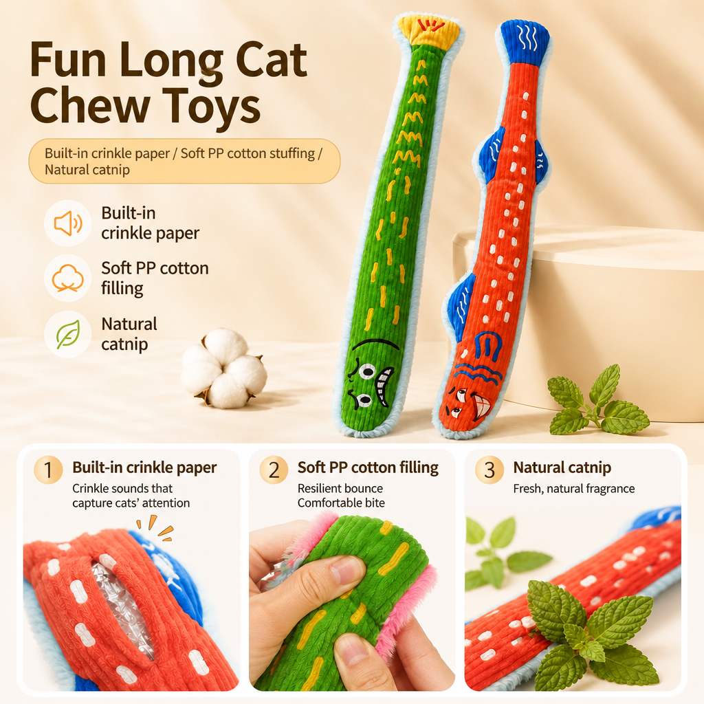 Fish-Shaped Crinkle Cat Toy for Indoor Play