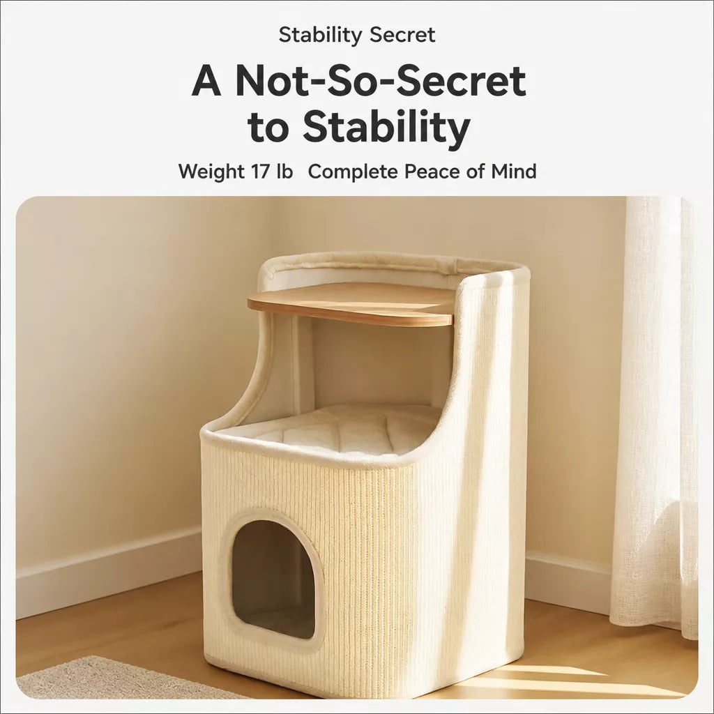 Square Sisal Cat Scratching Barrel with Integrated Bed