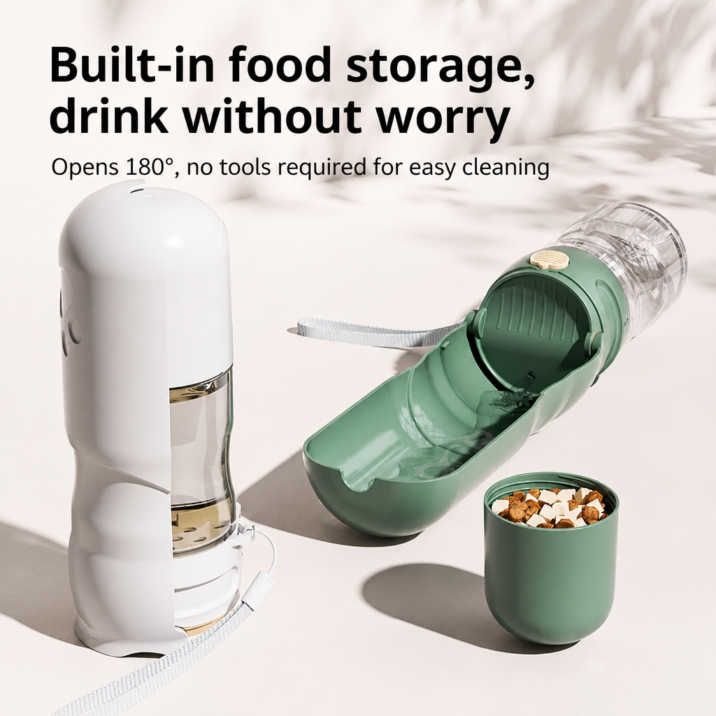 Foldable Pet Water Bottle & Feeder for Dogs and Cats
