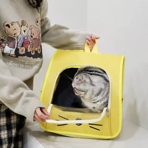 Breathable Cat Carrier Backpack with Panoramic Window for Travel