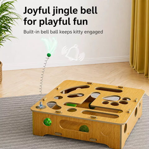 Interactive Cat Maze Toy with Scratch Pad