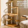 Wooden Cat Tree with Hideaway and Scratching Post