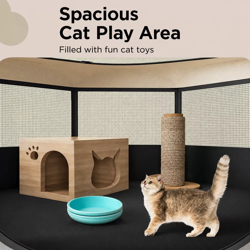 Foldable Enclosed Patchwork Pet Bed for Cats & Dogs