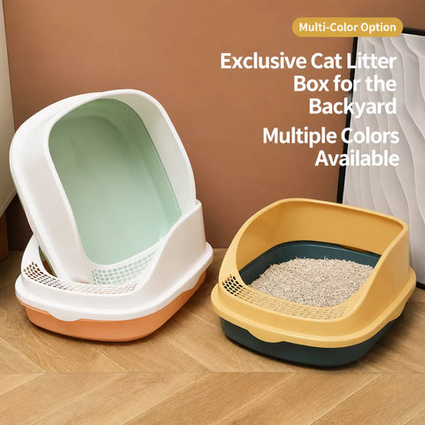 Semi-Enclosed Cat Litter Box with High Sides p-05678