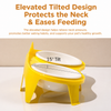 Ceramic Double Cat Bowls with Stand
