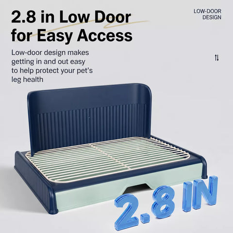Dog Potty Tray with Back Panel, Wire Grid & Drawer