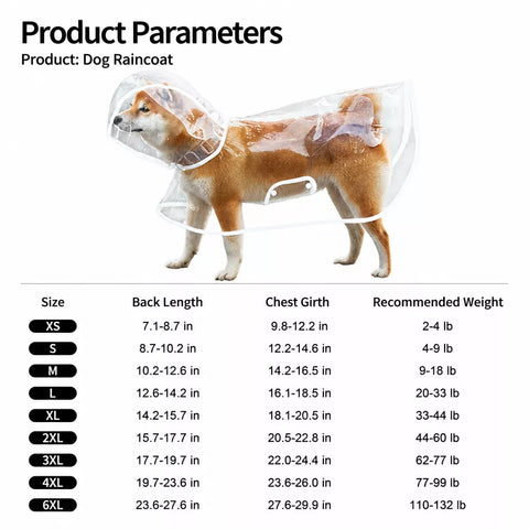 Dog Rain Poncho with Belly Coverage