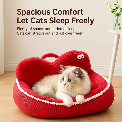 Washable Semi-Enclosed Pet Bed for Cats and Small Dogs
