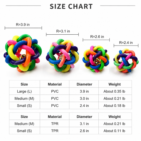 Rainbow Bell Rope Ball Toy for Cats and Dogs