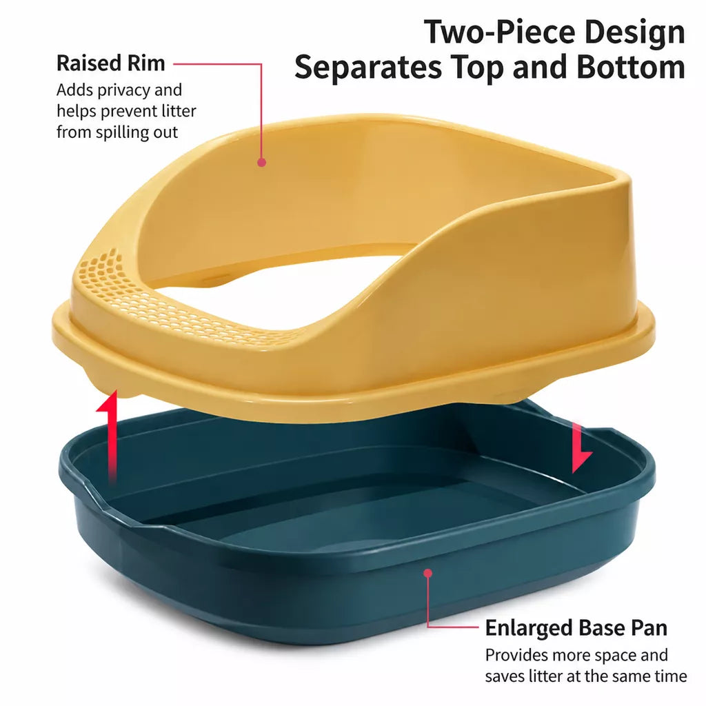 Semi-Enclosed Cat Litter Box with High Sides p-05678