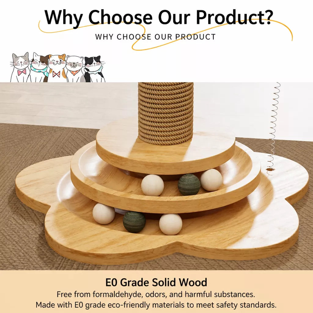 Vertical Sisal Cat Scratching Post with Climbing Tower