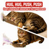 Linen Tumbler Toy for Cats and Dogs with Feather Pieces and Solid Wood Base