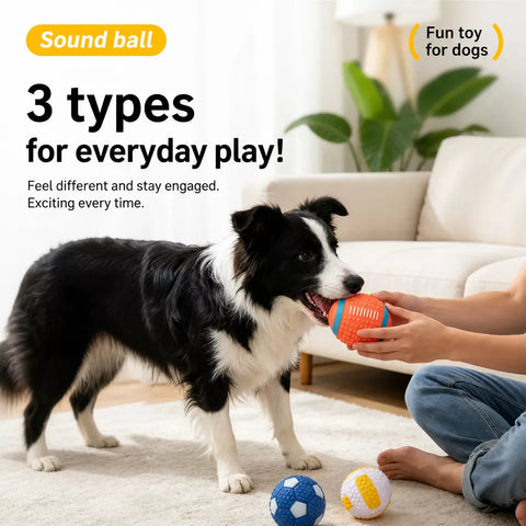 Squeaky Sports Dog Balls for Small and Medium Dogs