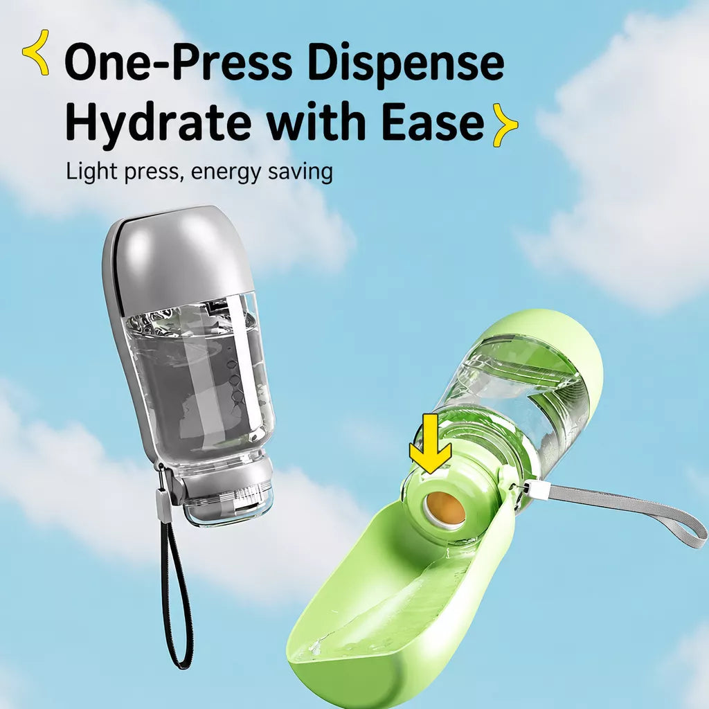 2-in-1 Portable Pet Water Bottle for Dogs & Cats
