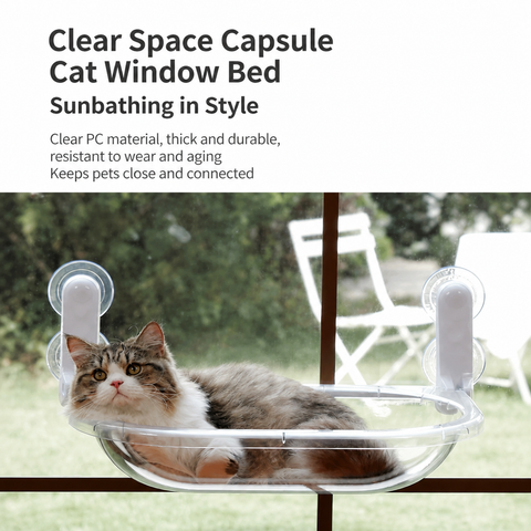 Transparent Foldable Capsule-Style Cat Window Hammock
