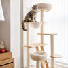 Rubberwood Cat Tree with Hideaway Bed for Multiple Cats