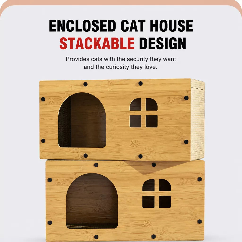 Spacious Corrugated Cardboard Cat Scratcher House