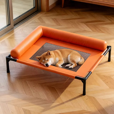 Elevated Faux Leather Pet Bed for Cats and Small to Medium Dogs