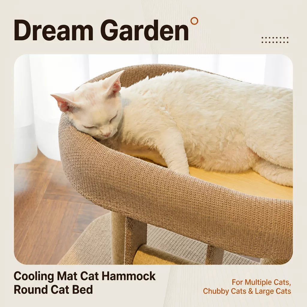 Two-Level Cat Tree with Oval Hideaway and Sisal Scratching Surface