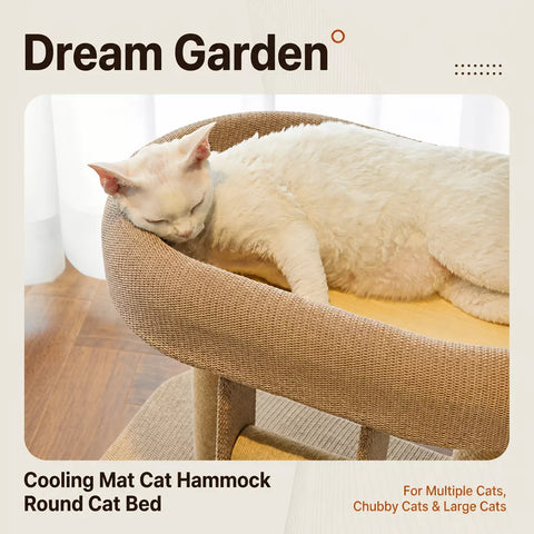 Two-Level Cat Tree with Oval Hideaway and Sisal Scratching Surface