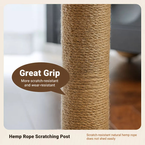 Two-Level Cat Tree with Oval Hideaway and Sisal Scratching Surface
