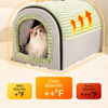 Enclosed Plush Pet Bed with Door Curtain for Cats and Dogs