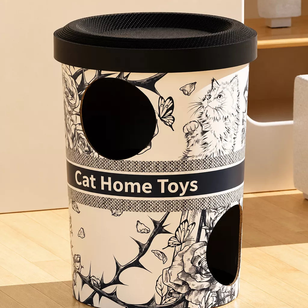 Three-Level Milk Tea Cup-Inspired Cat Scratcher House