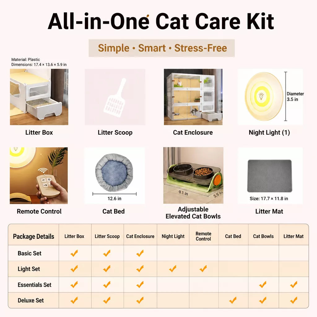 Indoor Multi-Level Cat Condo with Integrated Litter Box Area