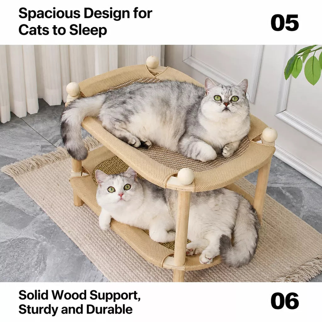 Two-Tier Wooden Cat Bed