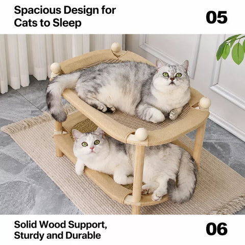 Two-Tier Wooden Cat Bed